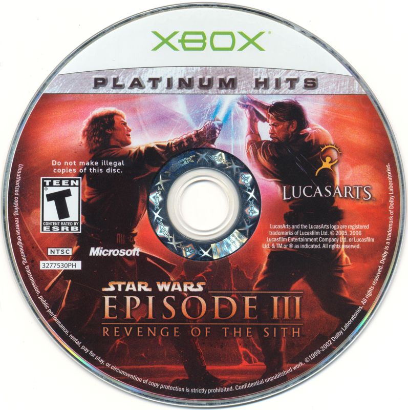 Media for Star Wars: Episode III - Revenge of the Sith (Xbox) (Platinum Hits release)