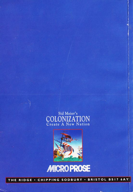 Manual for Sid Meier's Colonization (DOS): Back (132-page)
