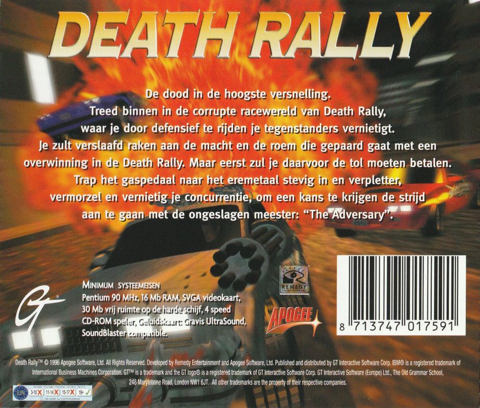 Back Cover for Death Rally (DOS)