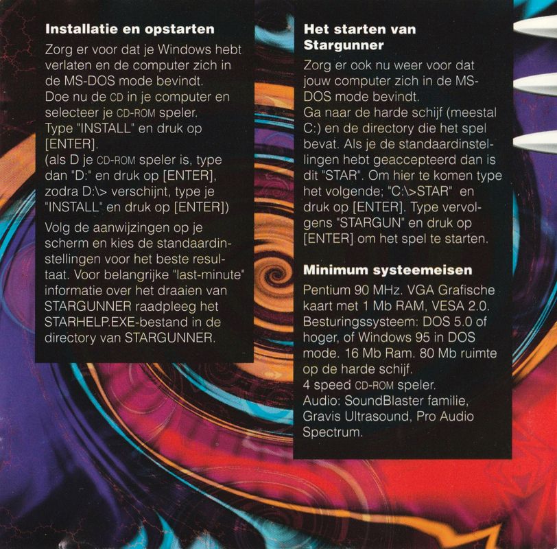 Inside Cover for Stargunner (DOS)