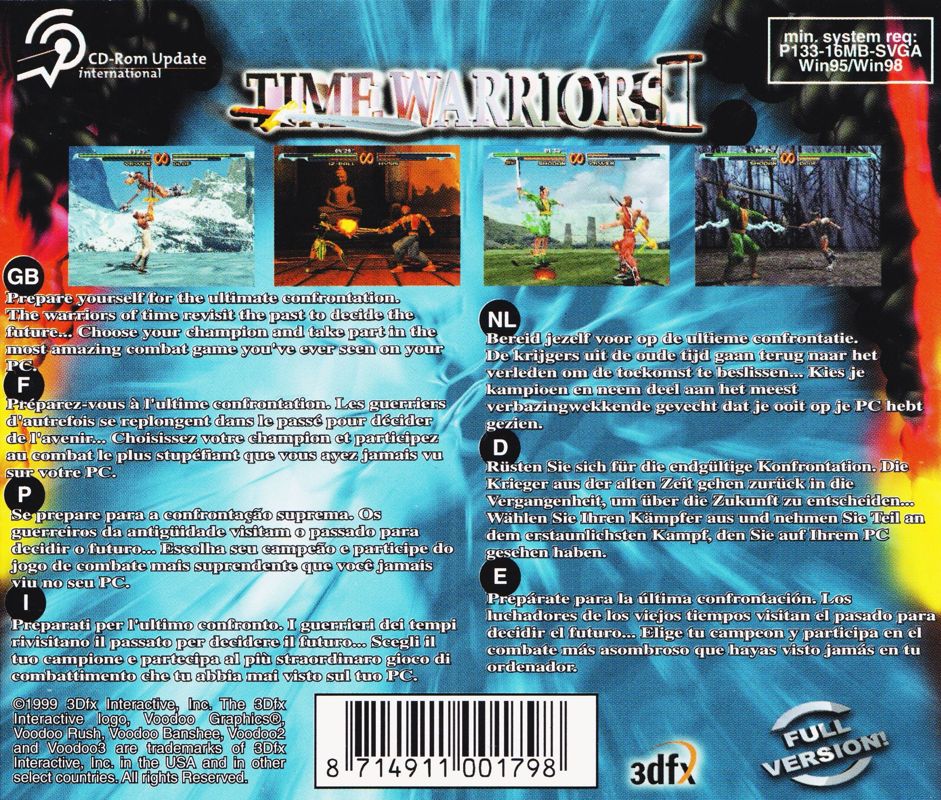Back Cover for Time Warriors (Windows) (CD-ROM updated release (1999))