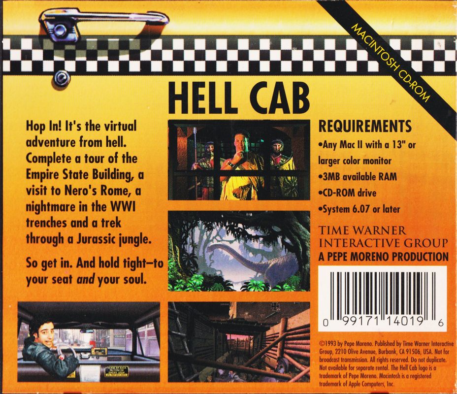 Back Cover for Hell Cab (Macintosh)