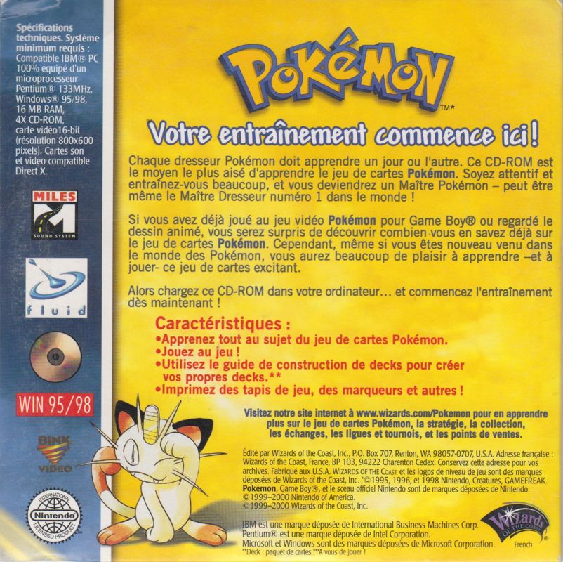 Back Cover for Pokémon Play It! (Windows)