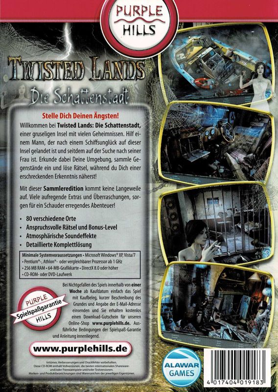 Back Cover for Twisted Lands: Shadow Town (Collector's Edition) (Windows) (Purple Hills release)