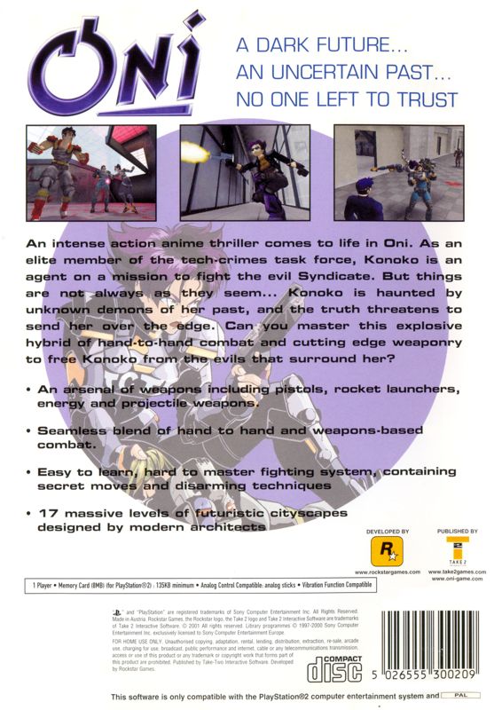 Back Cover for Oni (PlayStation 2)