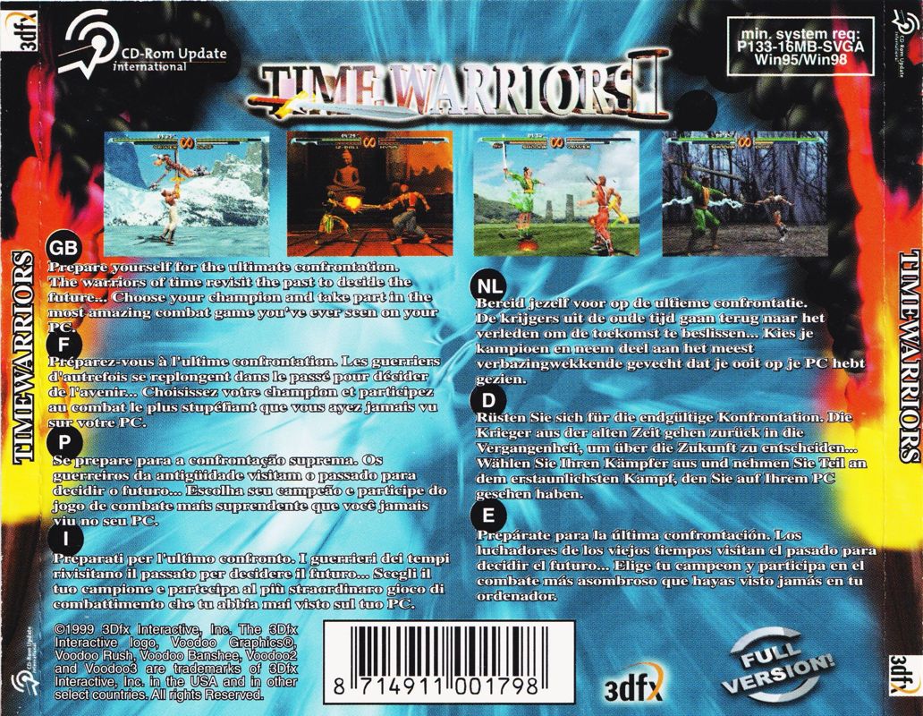 Back Cover for Time Warriors (Windows) (CD-ROM updated release (1999)): Full Back Cover
