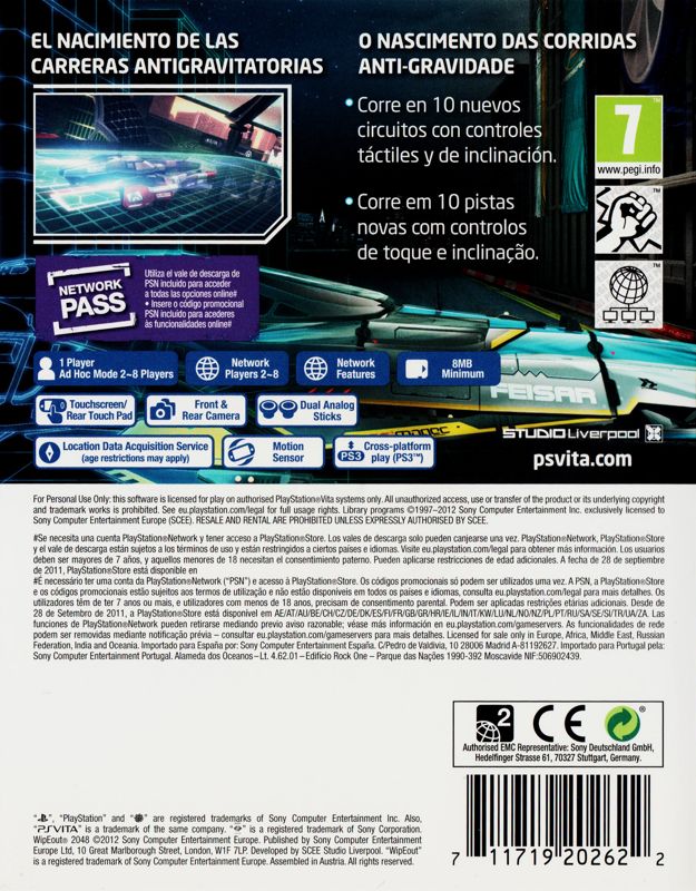 Back Cover for WipEout 2048 (PS Vita)