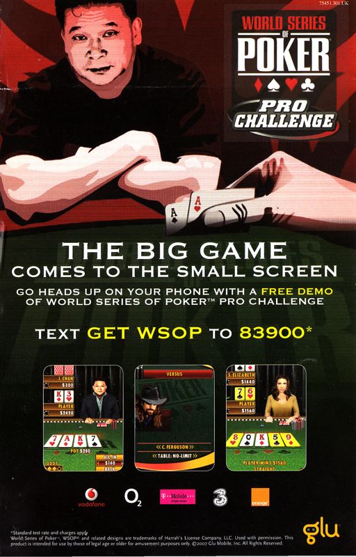 Advertisement for World Series of Poker 2008: Battle for the Bracelets (Xbox 360)