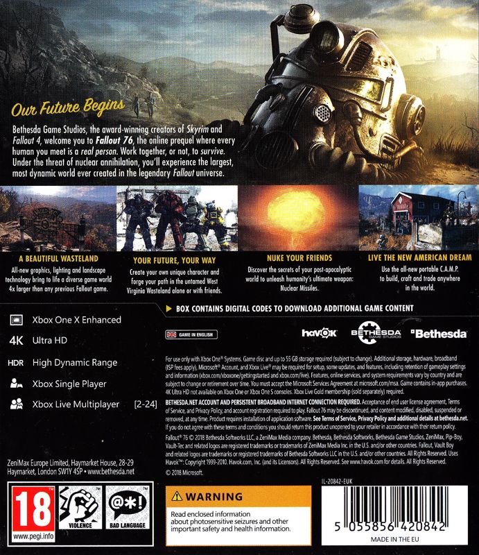 Back Cover for Fallout 76 (Xbox One)