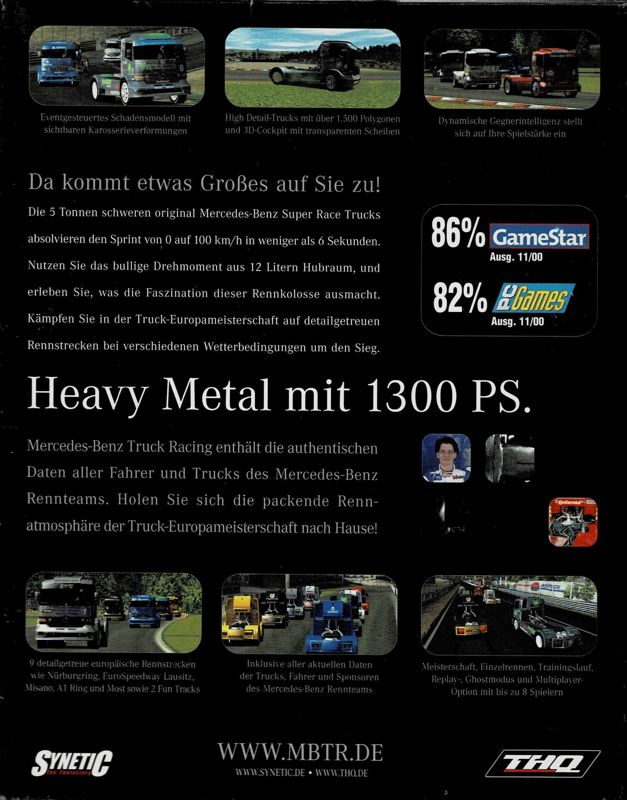 Back Cover for Mercedes-Benz Truck Racing (Windows) (Software Pyramide Box release)