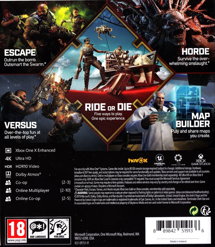 Back Cover for Gears 5 (Xbox One)