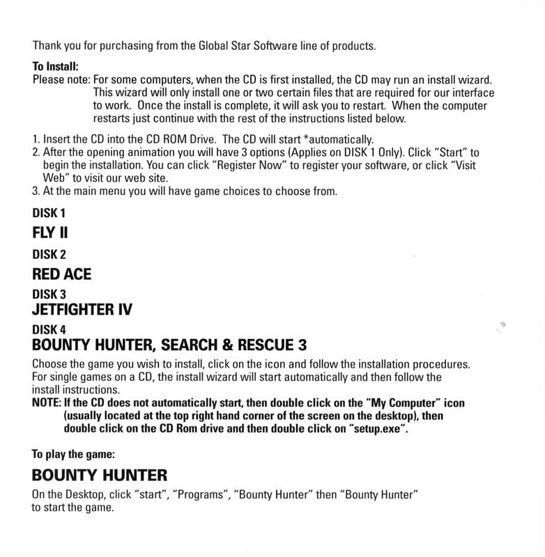 Other for Pack 5 Flying Games (Windows): Jewel Case - Back Inside (Installation Guide inside page 1)