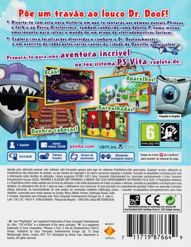 Back Cover for Phineas and Ferb: Day of Doofenshmirtz (PS Vita)
