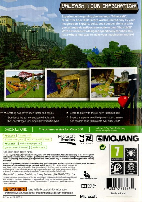 Minecraft Xbox 360 Edition Cover Or Packaging Material Mobygames 4849