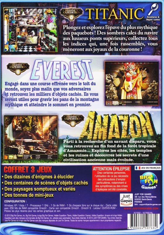 Back Cover for Hidden Expedition Collection 1-3 (Windows)