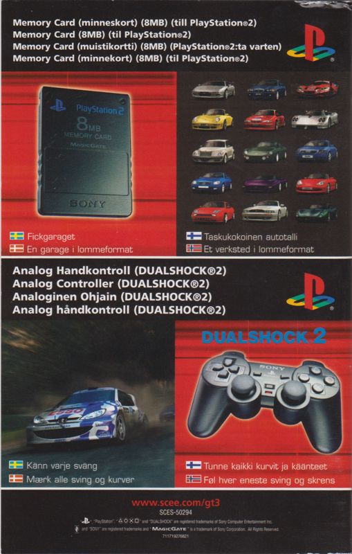 Manual for Gran Turismo 3: A-spec (PlayStation 2) (Platinum release): Back