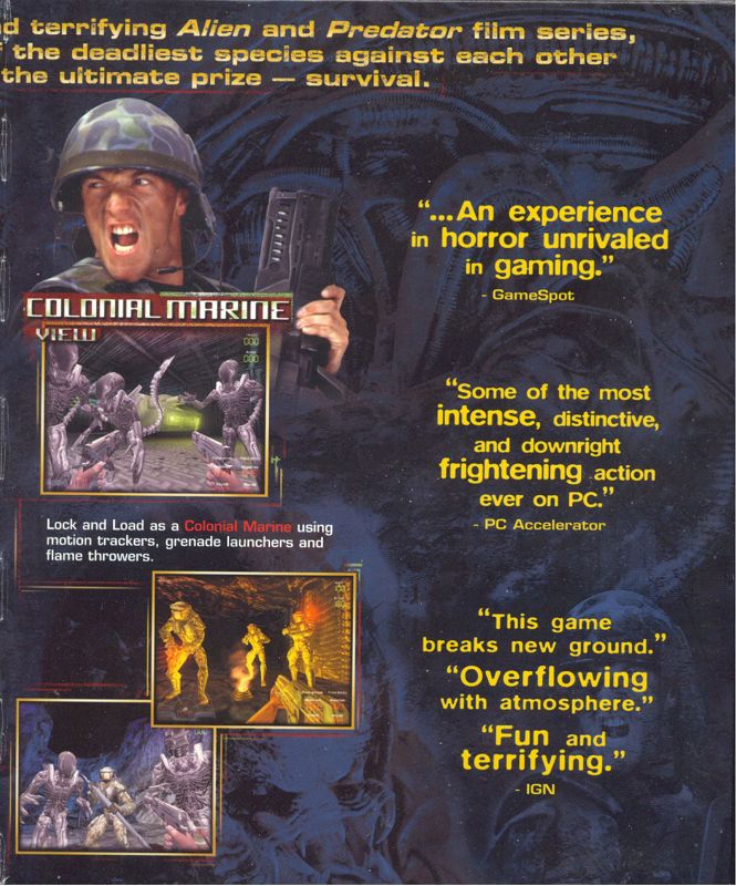 Inside Cover for Aliens Versus Predator: Gold Edition (Windows): Right Flap
