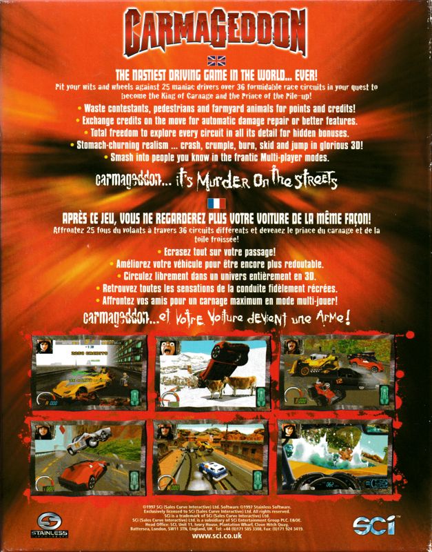 Back Cover for Carmageddon (DOS and Windows)