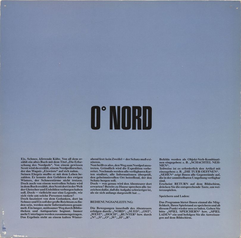 Inside Cover for 0° Nord (Commodore 64)