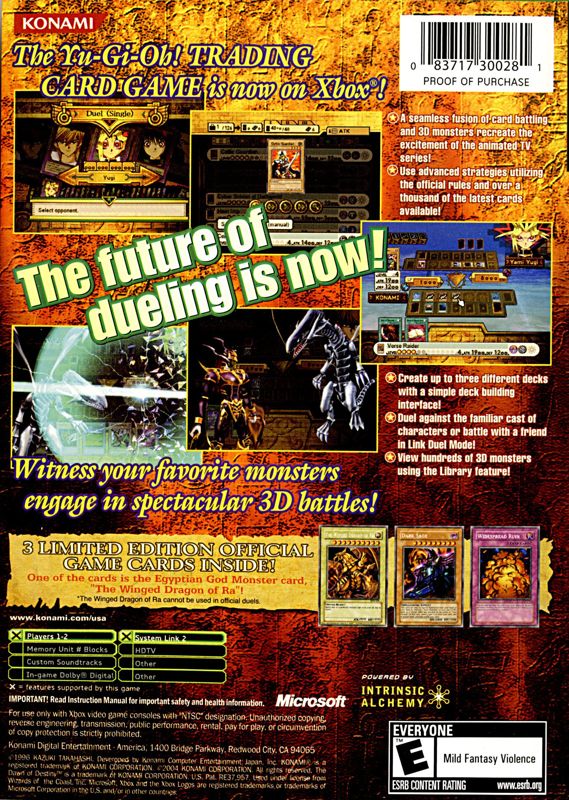 Back Cover for Yu-Gi-Oh!: The Dawn of Destiny (Xbox)