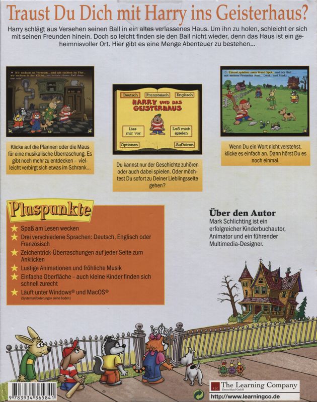 Back Cover for Harry and the Haunted House (Macintosh and Windows 3.x)