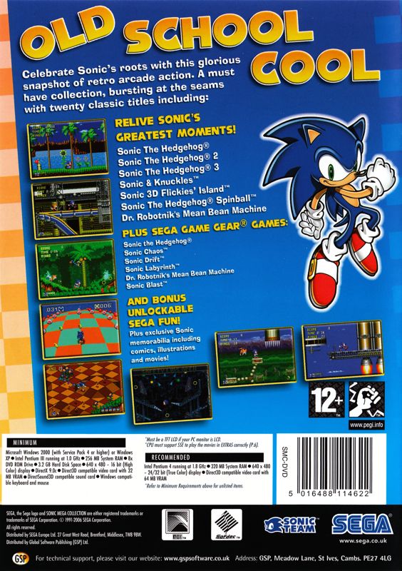 Back Cover for Sonic Mega Collection Plus (Windows) (GSP release)