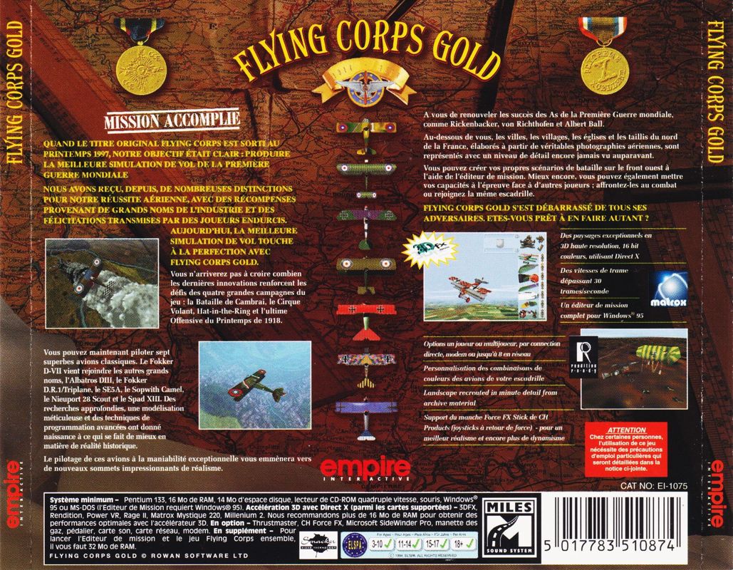 Other for Flying Corps: Gold (DOS and Windows 16-bit): Jewel Case - Full Back Cover