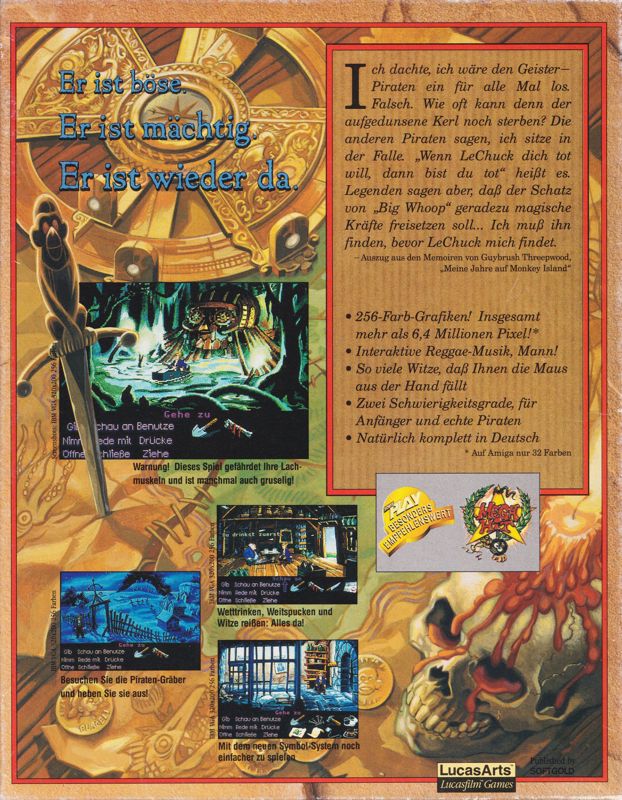 Back Cover for Monkey Island 2: LeChuck's Revenge (DOS) (3.5" disk release)