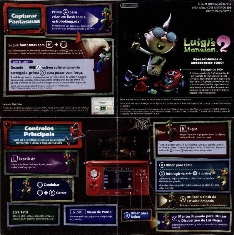 Reference Card for Luigi's Mansion: Dark Moon (Nintendo 3DS): Front - Portuguese