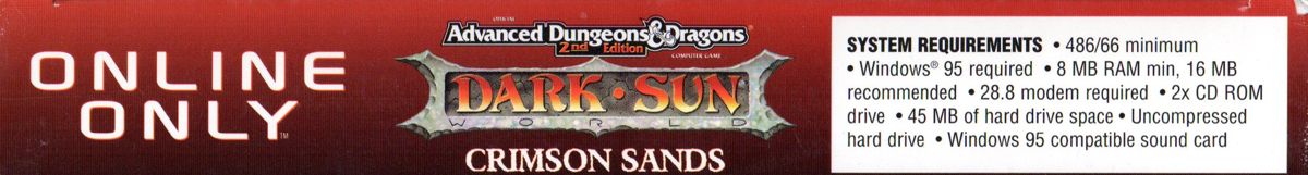 Spine/Sides for AD&D Dark Sun Online: Crimson Sands (Windows): Bottom