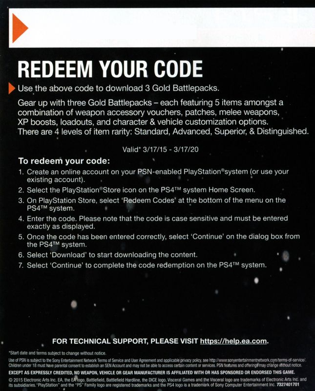 Other for Battlefield: Hardline (PlayStation 4): DLC Code - Back