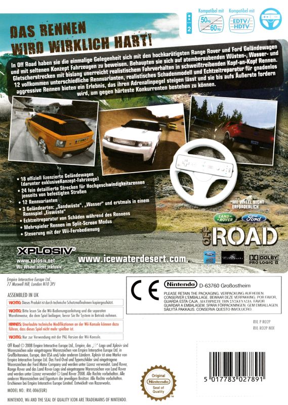 Back Cover for Ford Racing Off Road (Wii)