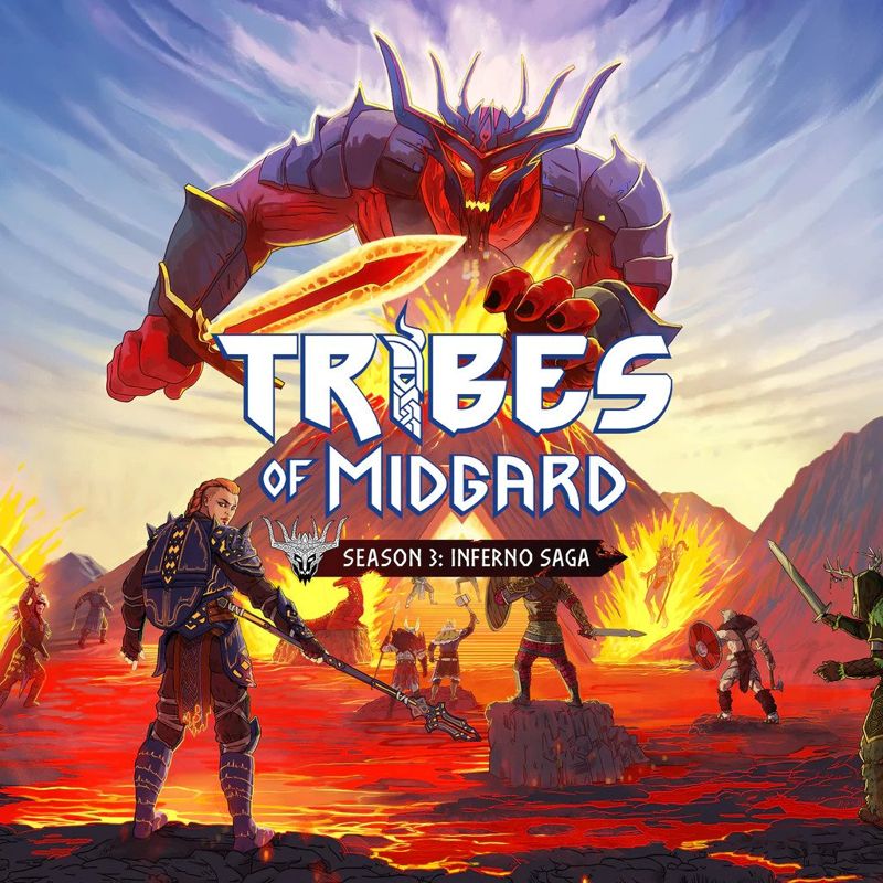 Front Cover for Tribes of Midgard (PlayStation 4 and PlayStation 5) (download release): Season 3: Inferno Saga