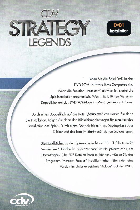 Manual for CDV Strategy Legends (Windows): American Conquest, No Man's Land, Cossacks II - Front