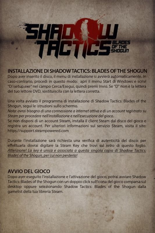 Other for Shadow Tactics: Blades of the Shogun (Macintosh and Windows): Game Code - Front