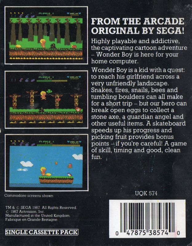 Back Cover for Wonder Boy (Amstrad CPC)