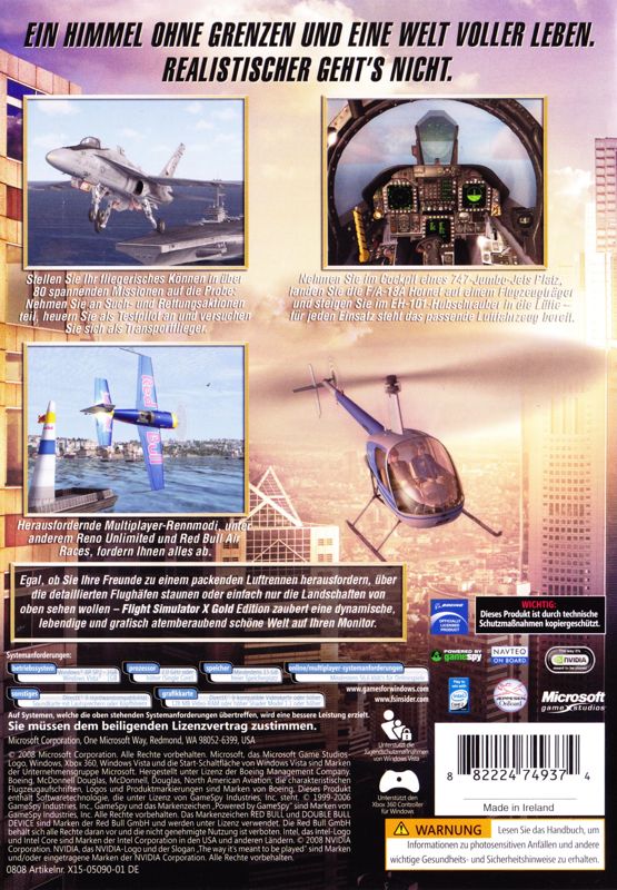 Back Cover for Microsoft Flight Simulator X: Gold Edition (Windows)