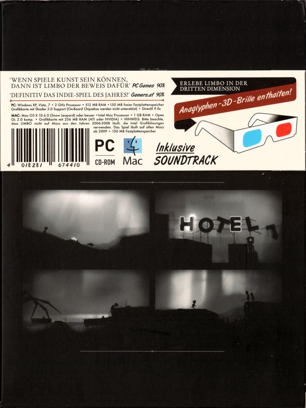 Back Cover for Limbo (Special Edition) (Macintosh and Windows) (Release with hole in front): W/ Banderole