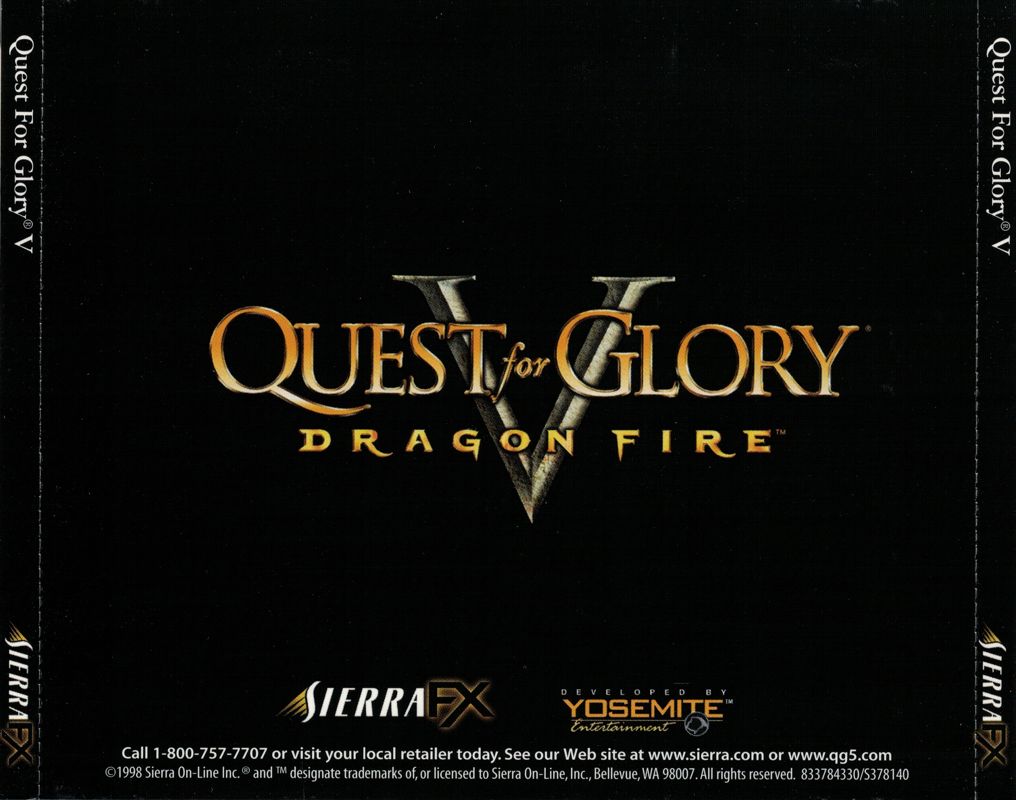 Other for Quest for Glory V: Dragon Fire (Macintosh and Windows): Jewel Case - Back