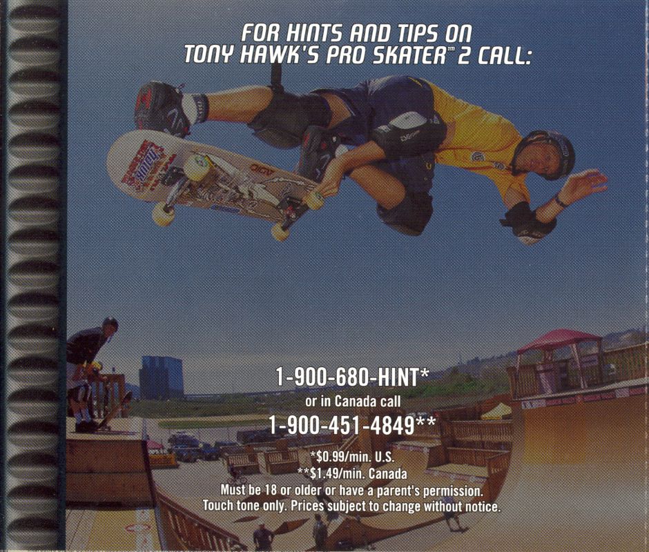 Inside Cover for Tony Hawk's Pro Skater 2 (PlayStation): Right