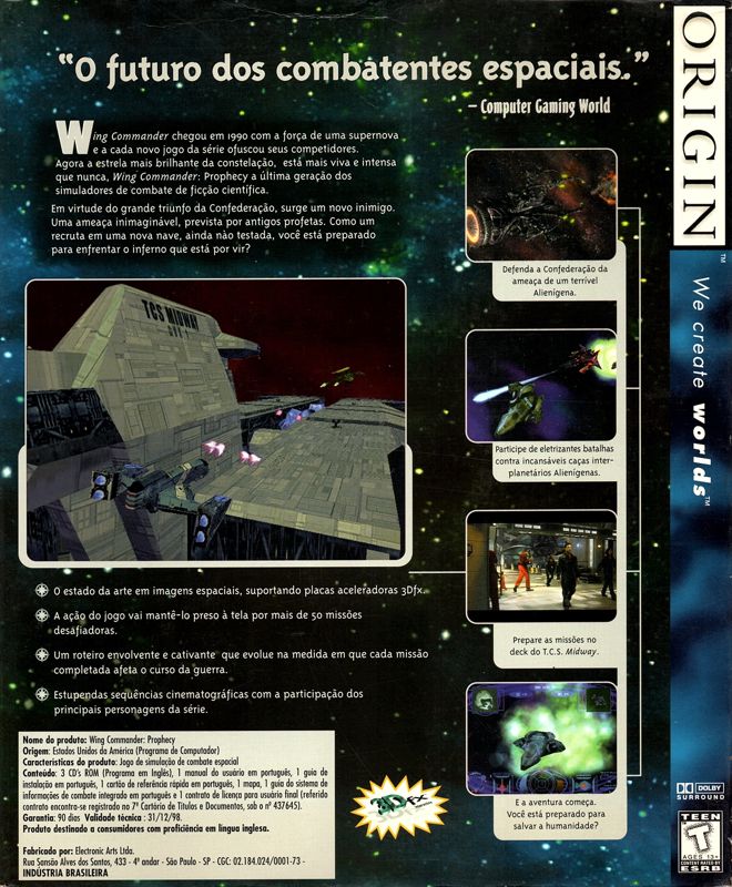 Back Cover for Wing Commander: Prophecy (Windows)