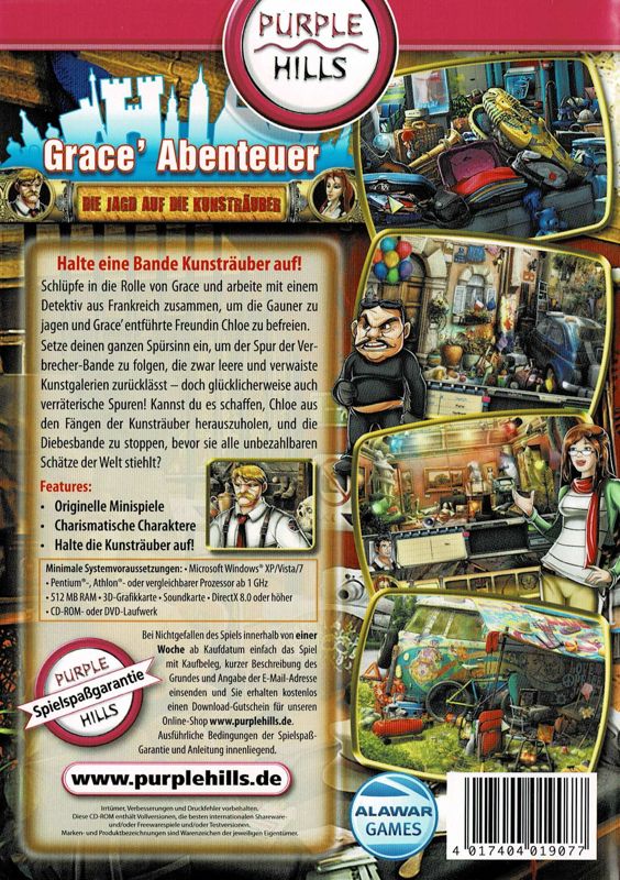 Back Cover for Grace's Quest: To Catch An Art Thief (Windows) (Purple Hills release)