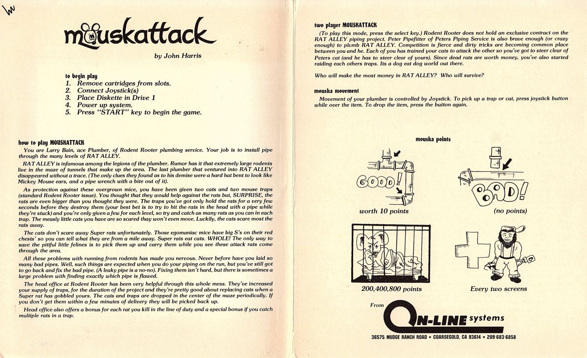 Inside Cover for Mouskattack (Atari 8-bit)