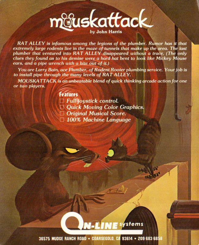 Back Cover for Mouskattack (Atari 8-bit)