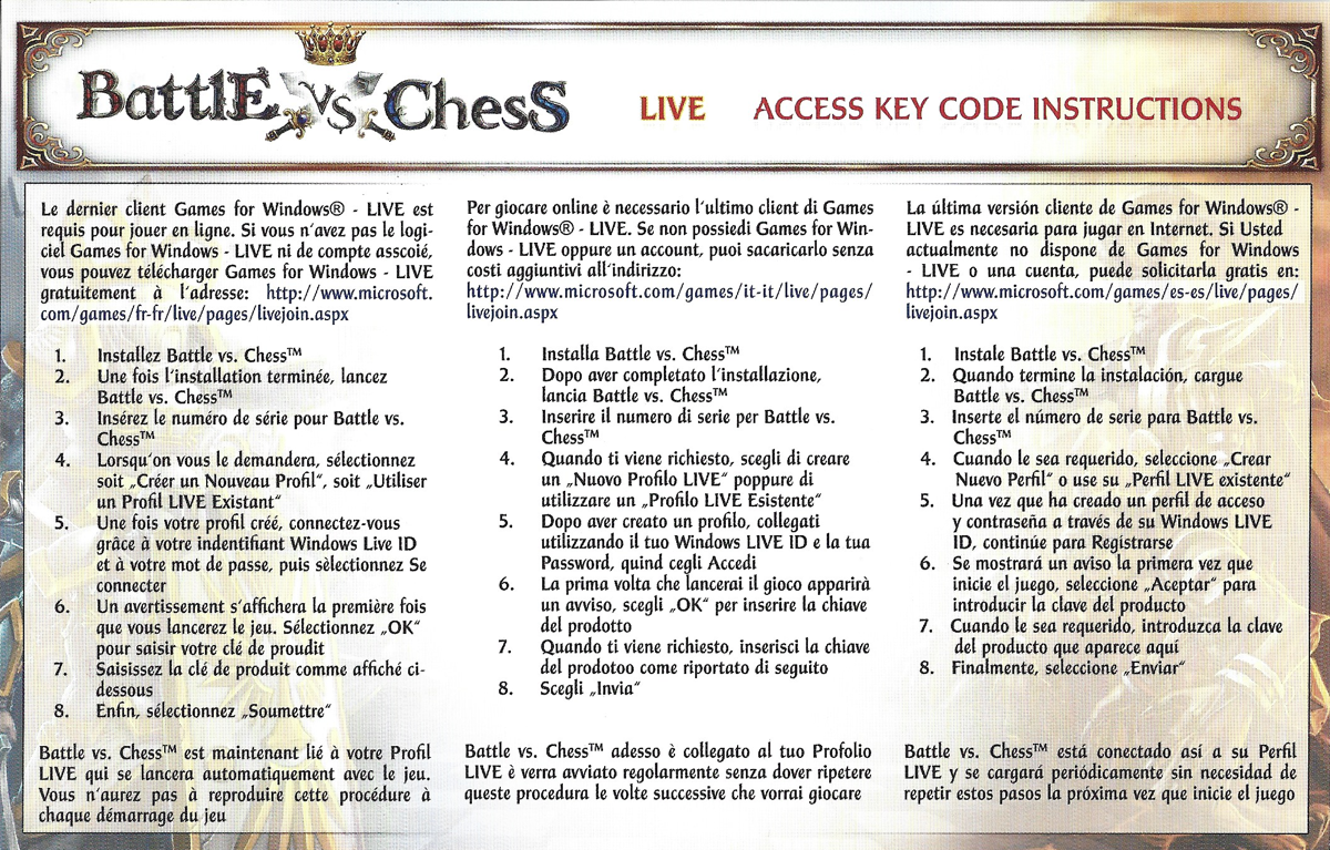 Extras for Check vs. Mate (Macintosh and Windows): Live access - Back