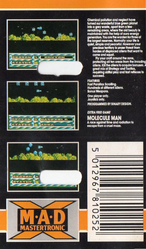 Back Cover for Energy Warrior + Molecule Man (Amstrad CPC)