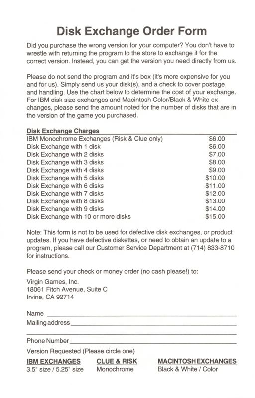 Extras for Shuttle: The Space Flight Simulator (DOS): Disk Exchange