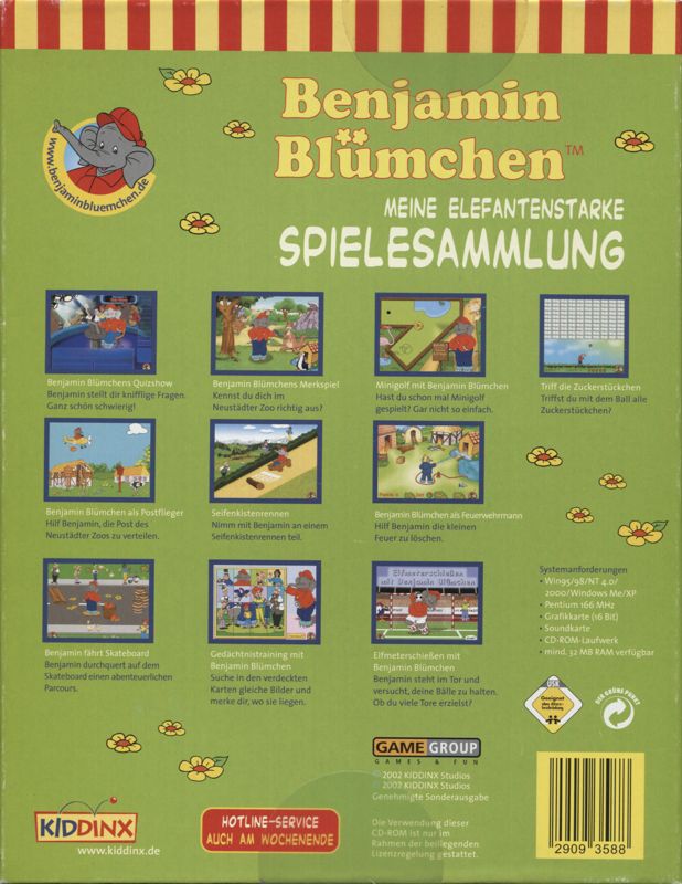 Back Cover for Benjamin Blümchen: Meine elefantenstarke Spielesammlung (Macintosh and Windows)