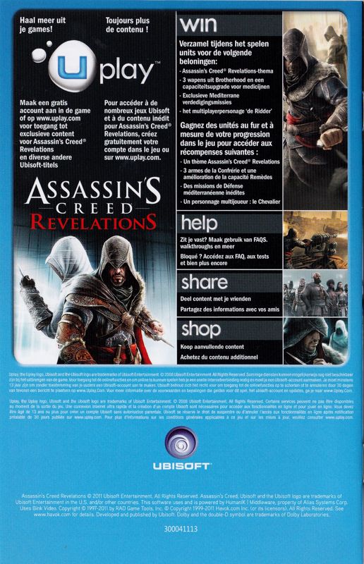 Manual for Assassin's Creed: Revelations (Windows): Back
