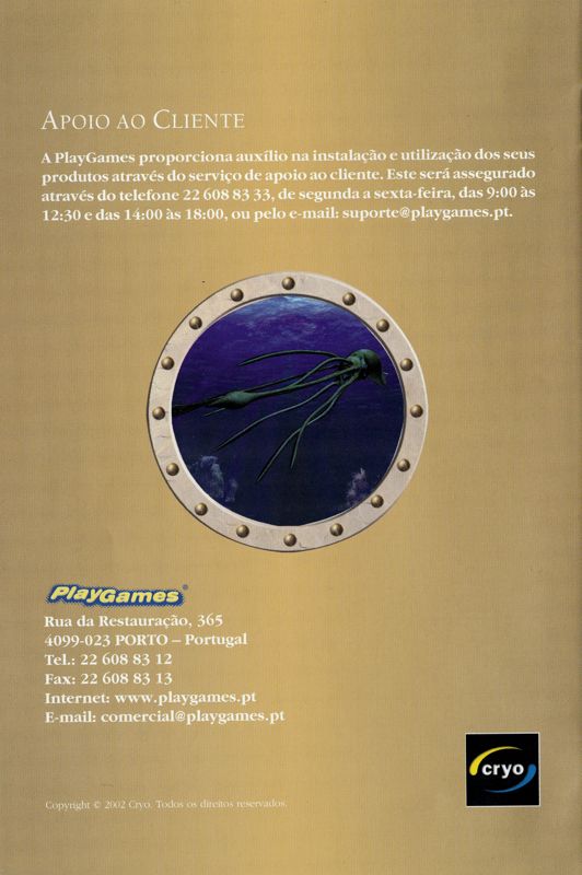 Manual for The Mystery of the Nautilus (Windows) (Selecção release): Back